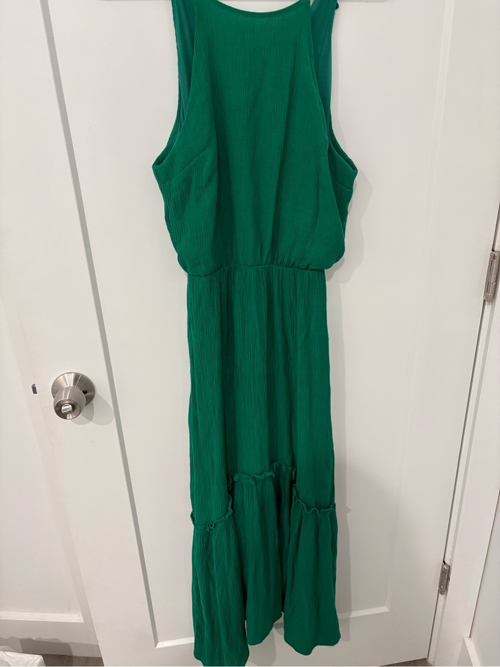Green Halter Ruffle Maxi Dress